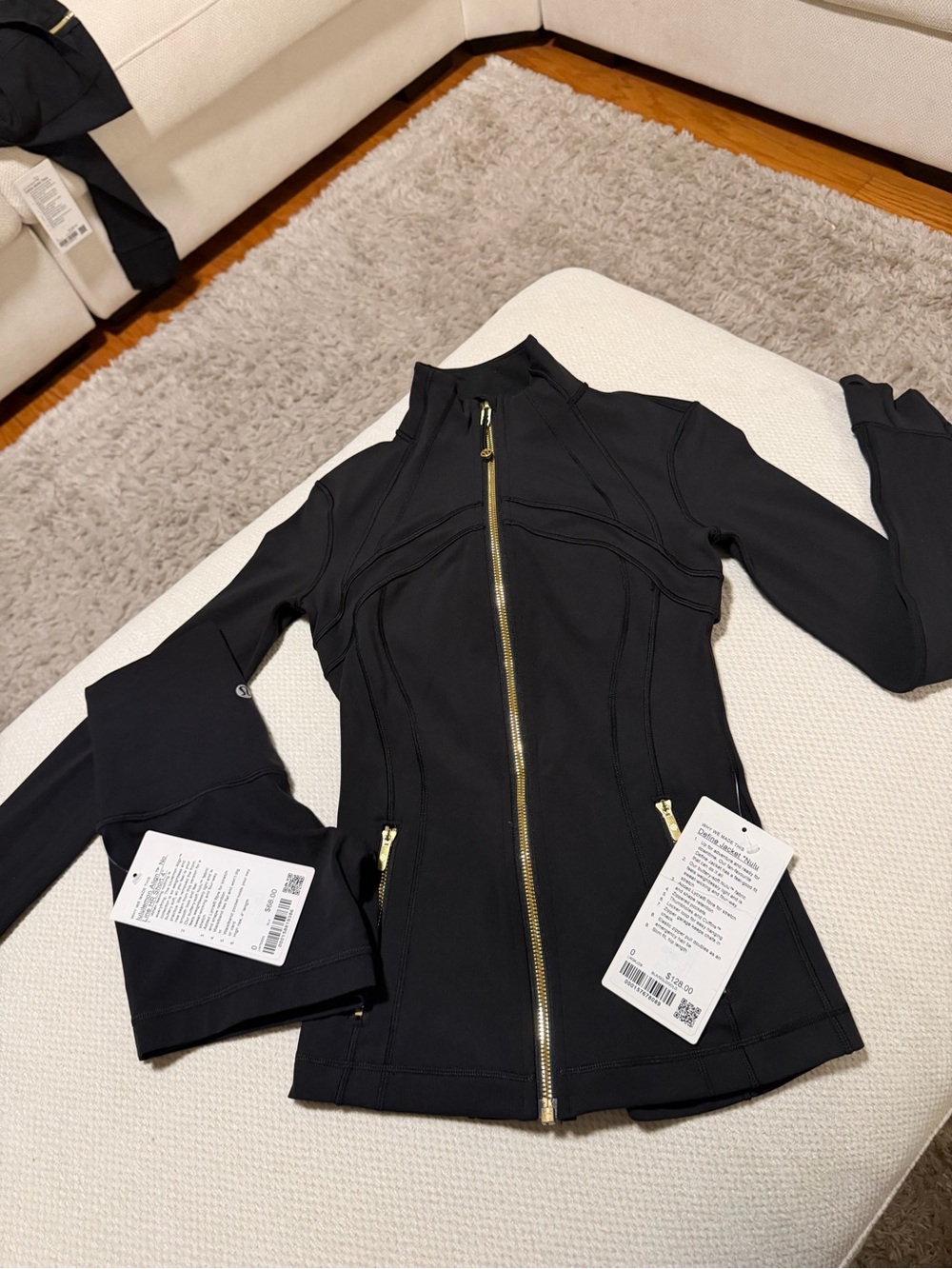 Women’s Black Zip-Front Jacket with Gold Zipper SET